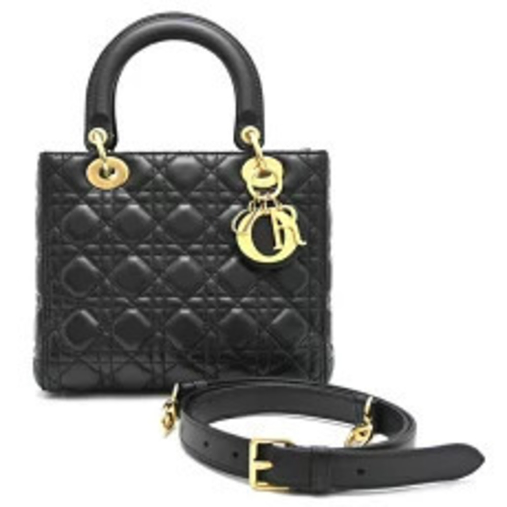 Christian Dior Lady Handbag Lambskin Black